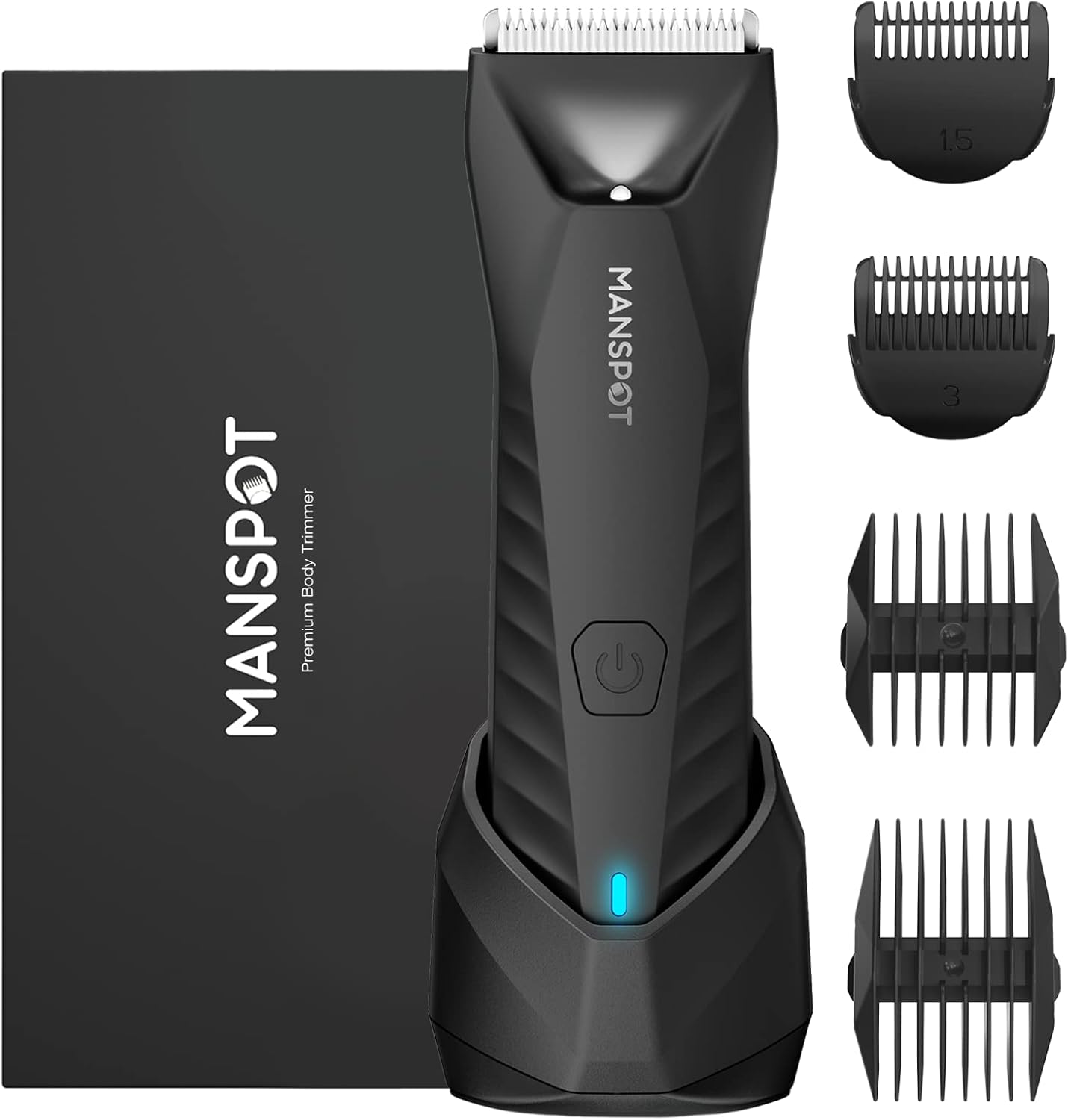 MANSPOT Body and Groin Hair Trimmer with charging dock
